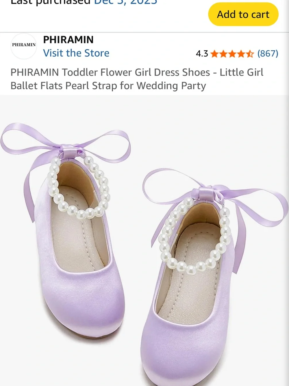 Toddler Girls Purple Satin Pearl-Ankle Ballet Flats